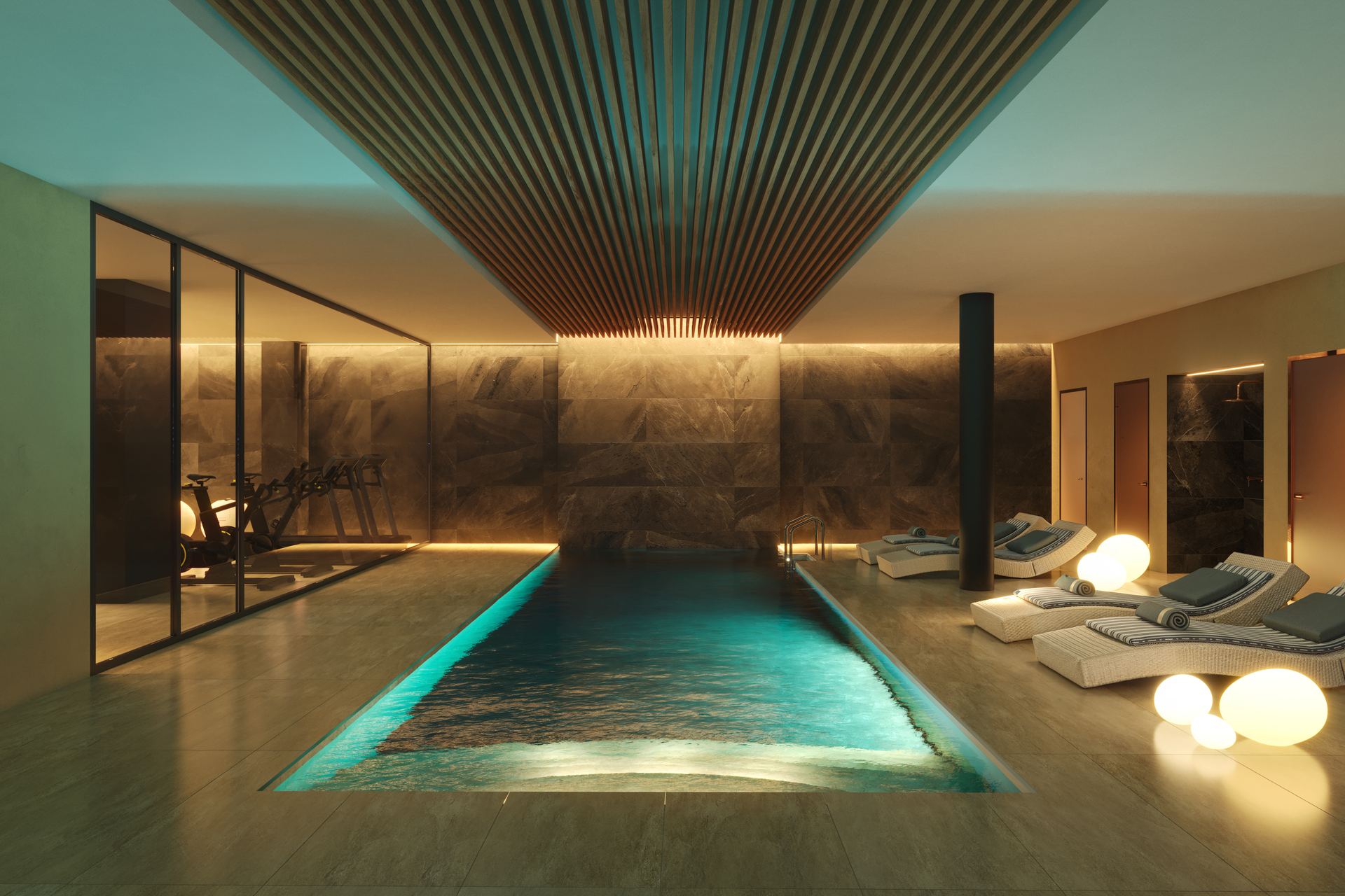 Heated indoor pool and spa